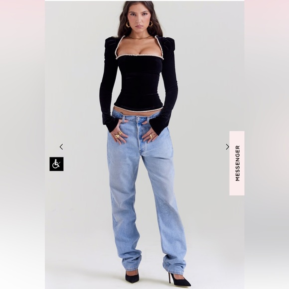 House of CB Tops - House of CB NOA BLACK VELVET CORSET